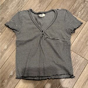 Striped Henley Short Sleeve Top